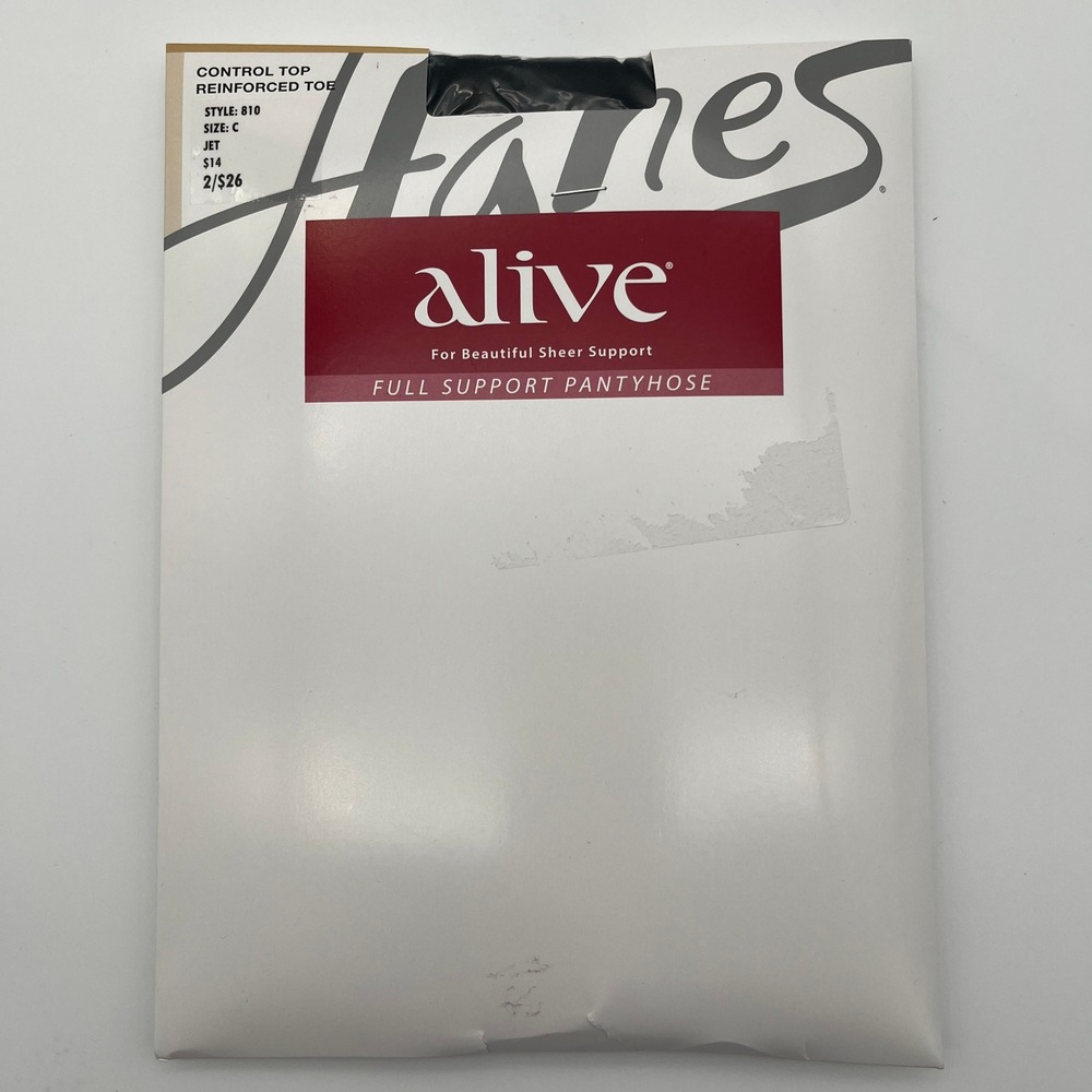 Hanes Pantyhose Womens Size C Jet Alive Full Support‎ Control Top 810 Reinforced